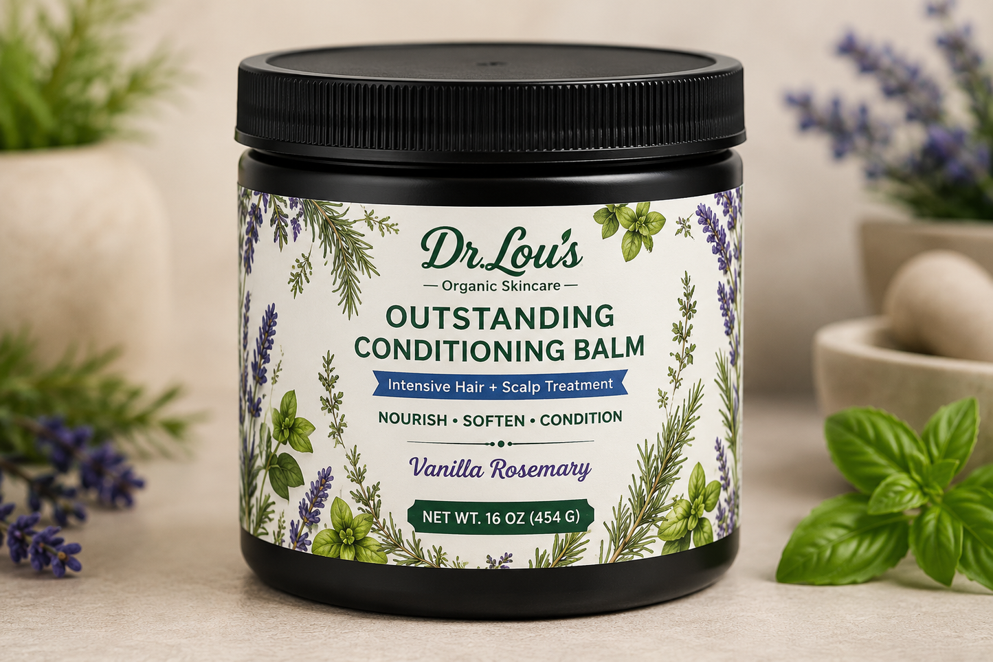 Dr. Lou's Outstanding Conditioning Balm intensive botanical hair and scalp treatment