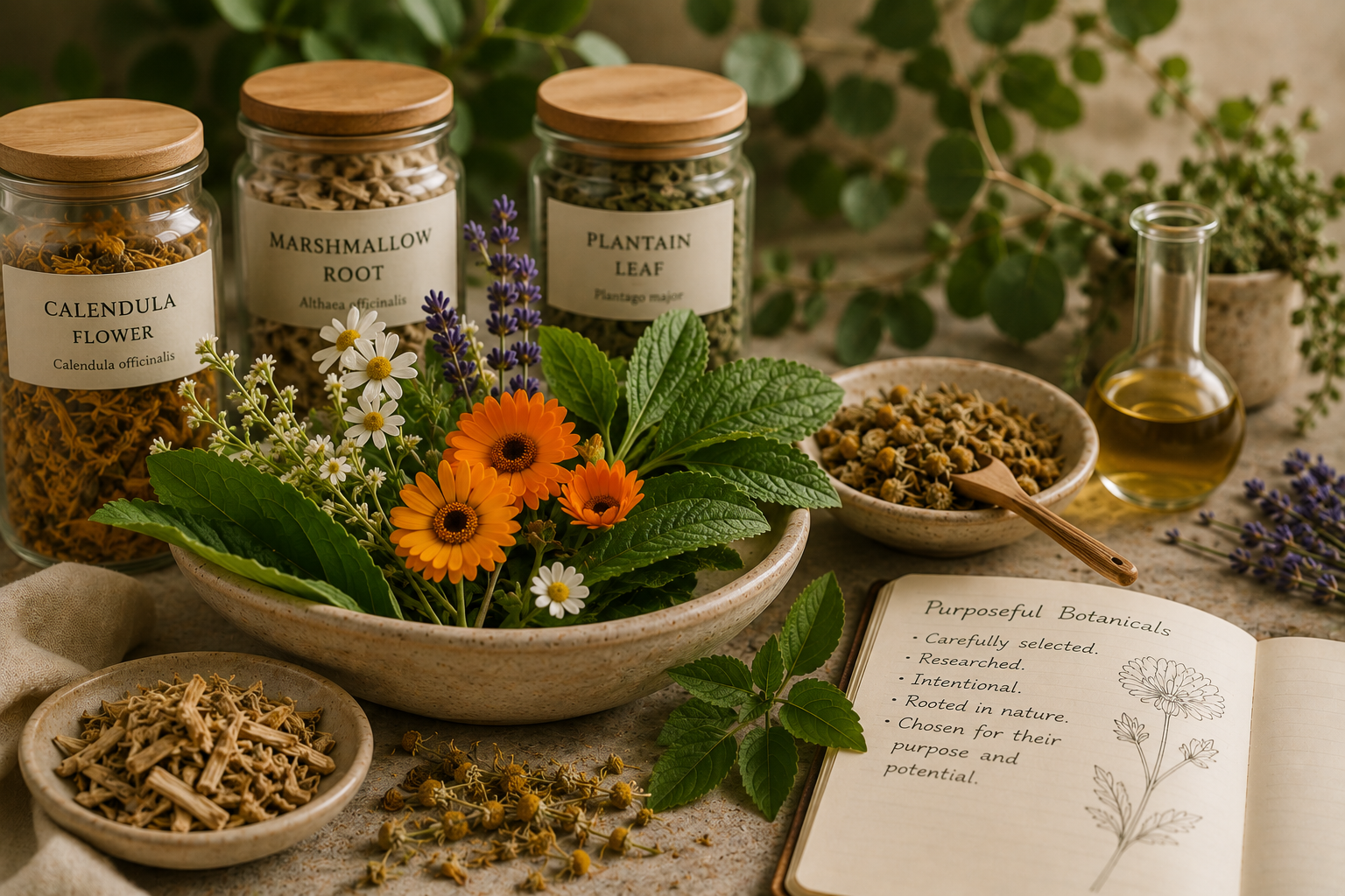 Botanical wellness products created to support intentional self-care and relaxation.