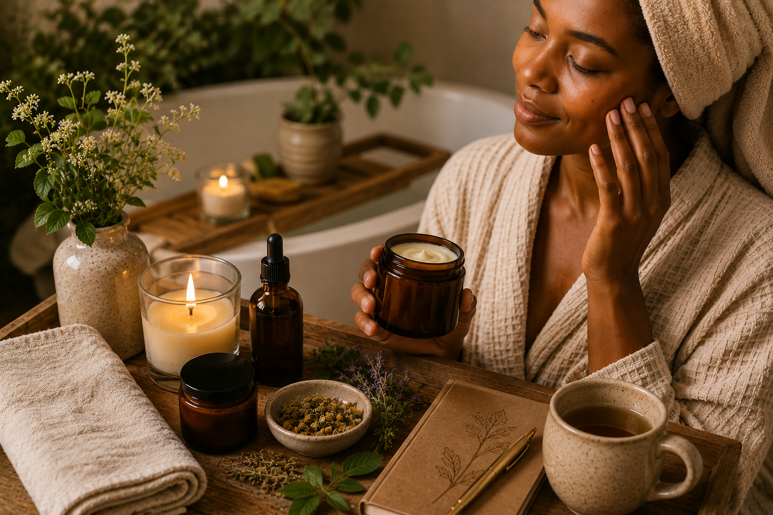 Botanical wellness products created to support intentional self-care and relaxation.